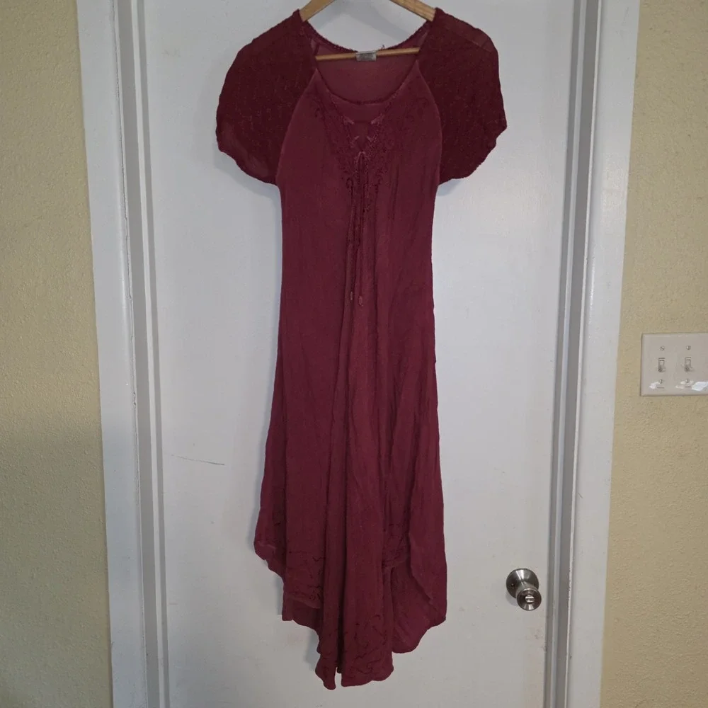 Advance Apparels dress Boho Fairy core Free Size Red %100 Cotton Womens - Picture 2 of 9